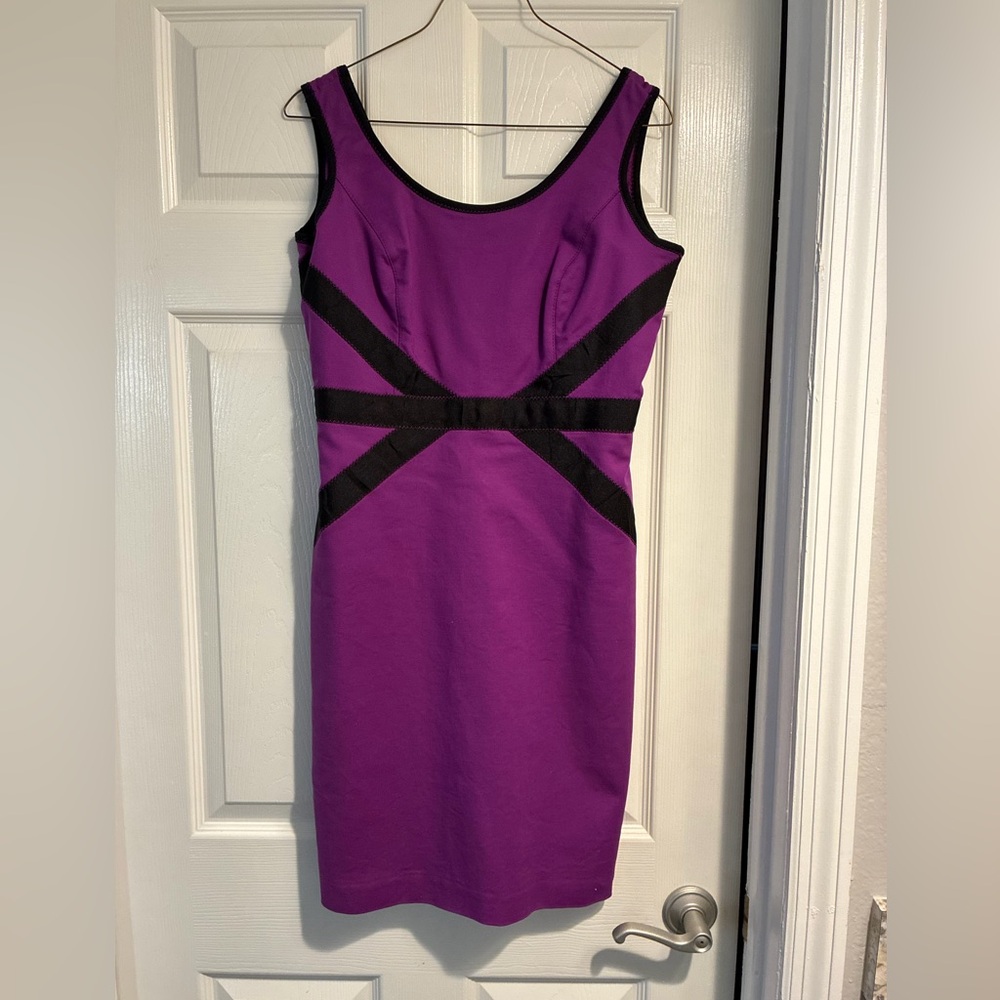 Worthington Vibrant Purple Dress with Black Trim